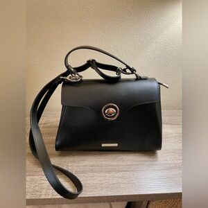 Black Tuscany Leather Bag with Nickel Hardware